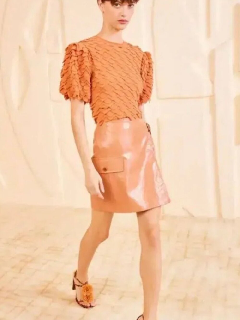 NWOT ULLA JOHNSON Mia Linen Mini Skirt in Clay XS $790